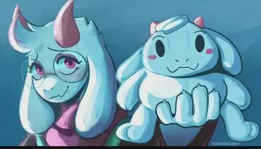 Fan art of the deltarune character Ralsei, holding a silly-looking plush of himself at the viewer.